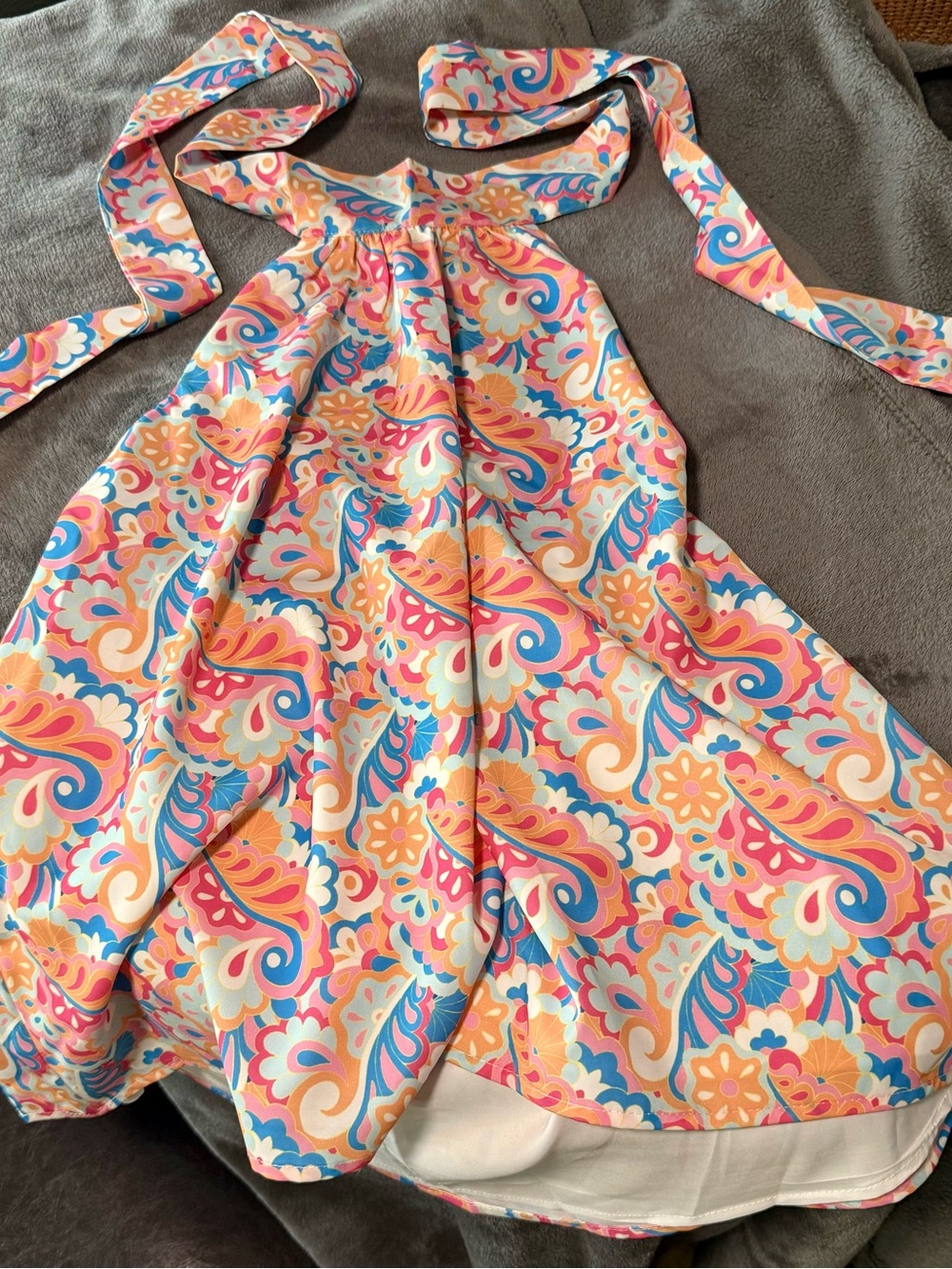 💐Pink Lily Halter Top in Pink, Blue, Orange & Cream Paisley